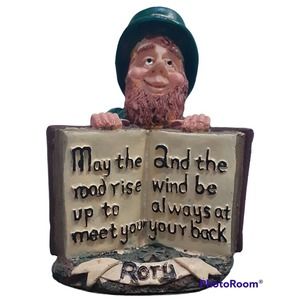 Vintage 2000 Hand Painted Ceramic Leprechaun Irish Figure Shamrogues Collection